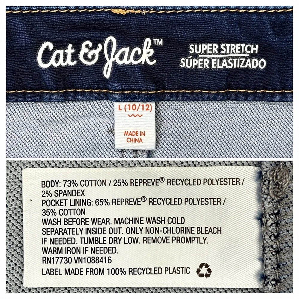 Cat & Jack Girls Blue Denim Mini Skirt Super Stretch Button Front Size L 10/12